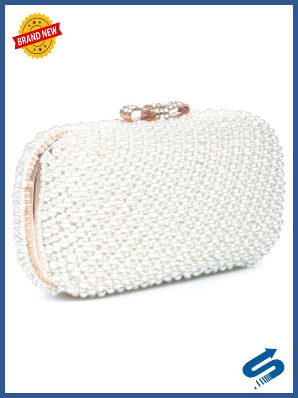 Pearl Clutch Purses for Women Evening Handbag Beaded Bag with Chain for Wedding